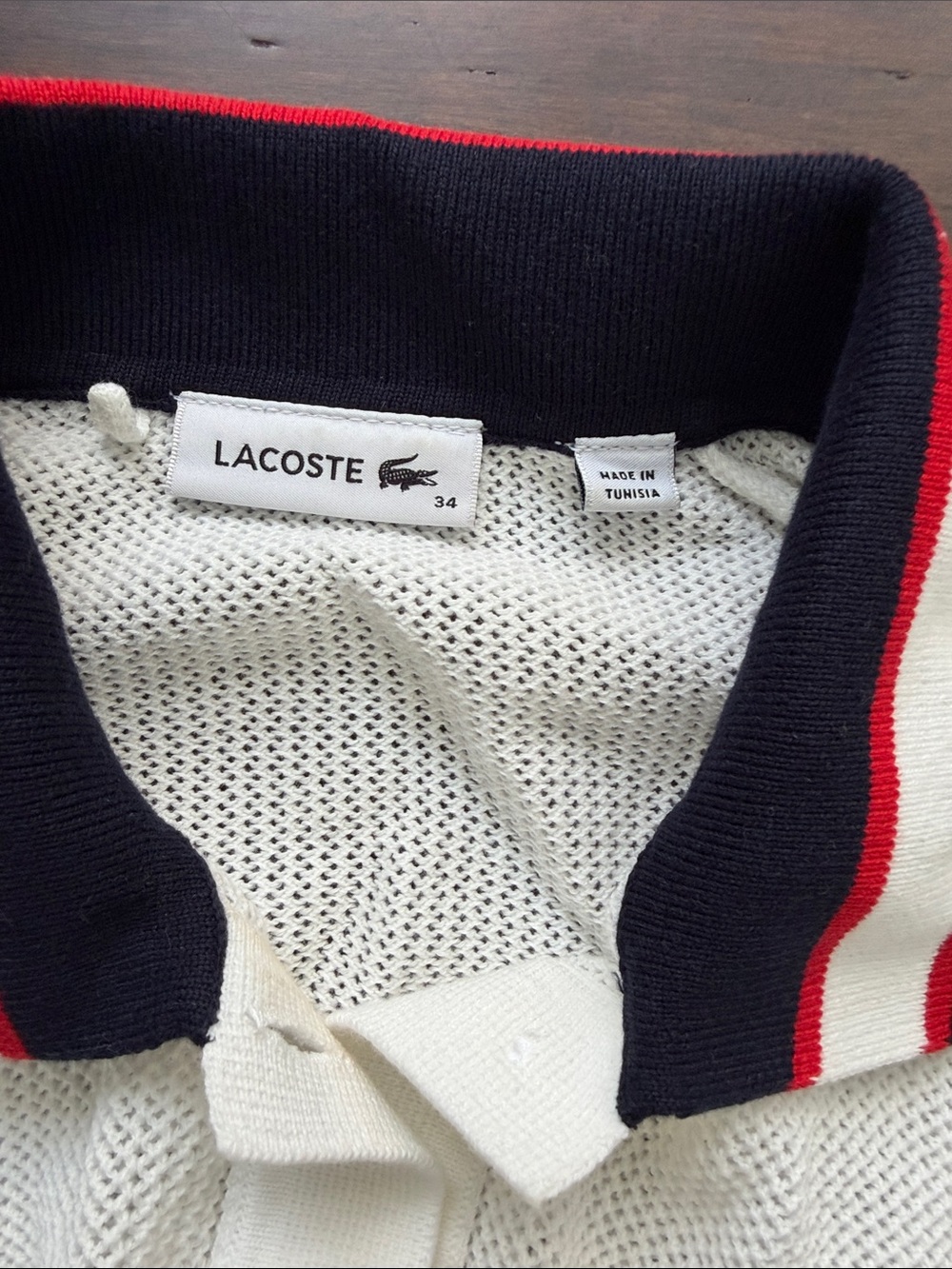Lacoste White Polo with Navy & Red Trim - Picture 2 of 3